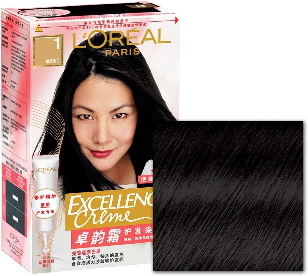 loreal paris 巴黎欧莱雅卓韵霜赋活养护染发霜1号 自然黑色